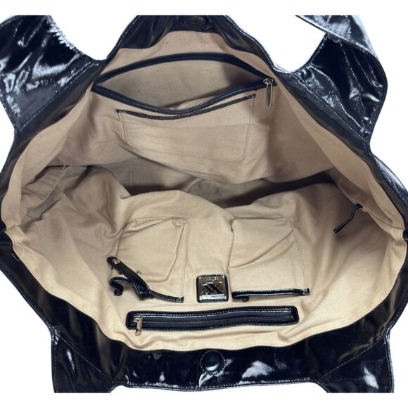 Maxx New York Black & Tan Woven Tote Bag With PVC Trim - Picture 9 of 9